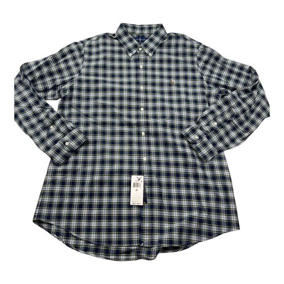 New Ralph Lauren Men US XL Blue Plaid Shirt Long Sleeve Classic Fit Button Down - Picture 5 of 5